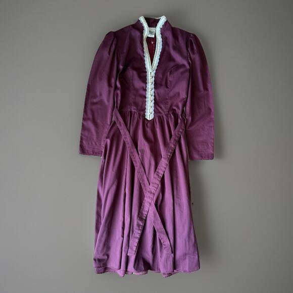 Vintage Gunne Sax Dress Women's Small Maroon Lace and Taffeta 80s Boho Glam - Picture 1 of 9